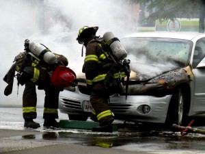 Car on fire in Petaluma