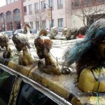 Petaluma streets - Volvo station wagon decorated with doll heads